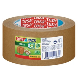 Tesa Pack of 3 EcoLogos Kraft Packaging Tape 50 mm x 50 m