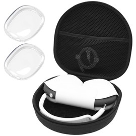 ProCase Hard Case for New AirPods Max, Travel Carrying Headphone Case with Silicone Earpad Cover & Mesh Pocket, AirPods Max Protective Portable Storage Bag -Blackclear