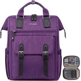 LOVEVOOK 17 inch Laptop Backpack for Women, Teacher Nurse Work Travel Backpacks Purse,Computer Bag, Purple