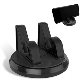 Polcatay Dashboard Cell Phone Holder, 360 Degree Rotatable Navigation Stand with Harness Mounting Slot, Silicone Anti-Scratch Self-Adhesive Desktop Bracket, Universal for Cars Home Office (Black)