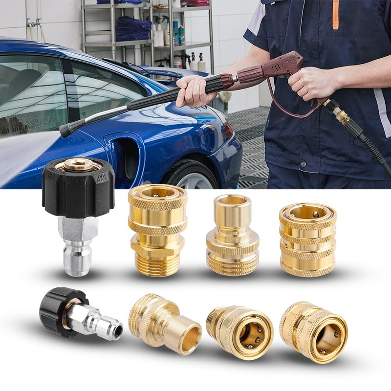 Yakamoz 8 Pack Pressure Washer Adapter Set, M22 Swivel to