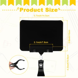 Limbeuuu 20 Pack Double Head Display Clips Rotating Reuse Price Tag Merchandise Sign Display Clip Holder, Mini Plastic Chalkboard Sign with Clip for Business, Party, Office, Exhibition (Black)