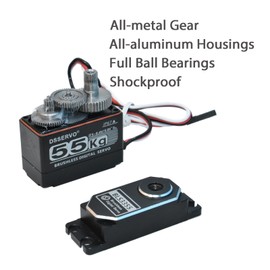 HOOYIJ 55KG Brushless Servo, BLS3355 High Torque IP67 Waterproof Steering Digital RC Servo for 1/8 1/10 RC Car Crawler Truck Buggy Boat Plane Robot 270 Degree (All Metal Shell)