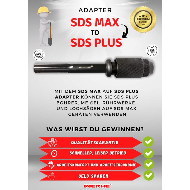 Werhe® SDS Max to Sds Plus Adapter Adapter Sds Max