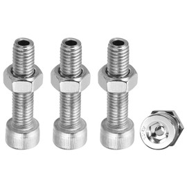 PATIKIL M8x35mm 304 Stainless Steel Hollow Bolt, 4 Set Cylindrical Hexagon Socket Screw Nut Kit Lamp Threading Screws Through Hole Fasteners