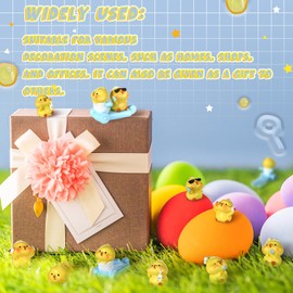 WinnerWhy 48 Pcs Easter Mini Chickens Miniature Chicks Figurines Tiny Resin Animals Cute Small Yellow Chickens Figurines for Landscape Potted Plant Easter Garden Home