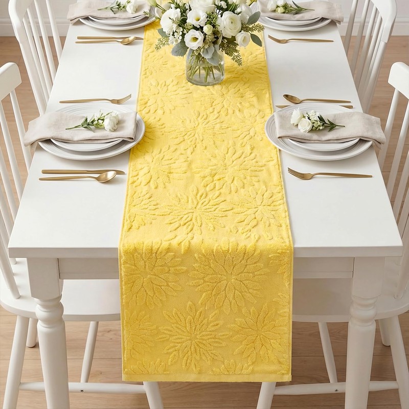 Artoid Mode Yellow Soft 3D Jacquard Dahlia Floral Pinnata 100%Cotton