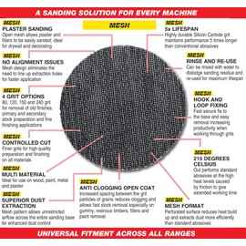 Trend Mesh 225mm Random Orbit 240 Grit Abrasive Sanding Disc, AB/225/240M, Pack of 5