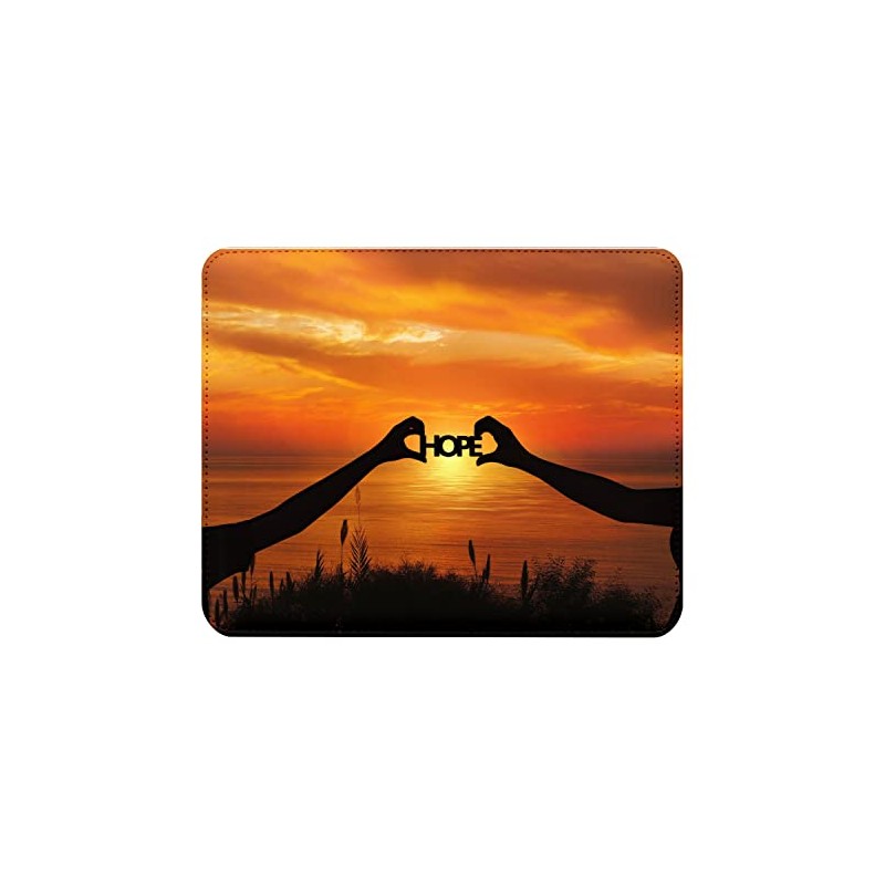 Fabulous Mauspad aus Kunstleder Hope Sonnenuntergang Silhouette vor dem Meer