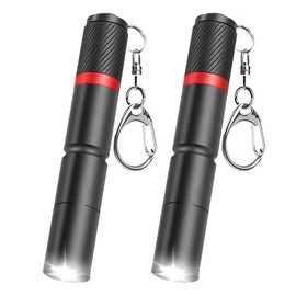 MODOAO Mini LED Keychain Flashlight, 2 Pack Pocket Size Torch with 3 Light Modes, Waterproof Ultra Bright Portable Key Chain Small Flash Light for Hiking, Camping, Hunting, Fishing