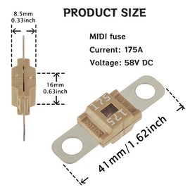 SIGANDG AMI/Midi Fuse 175A High Current Bolt-on Fuse 175 Amp Purple for Cars, Buses, Trucks, Caravans, Construction Vehicles (Pack of 3)