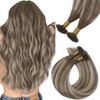 Easyouth U Tip Hair Extensions Human Hair Brown Balayage 16Inch