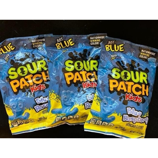 Sour Patch Kids Blue Raspberry Chewy--Sour then Sweet! {LOT OF 3 BAGS}