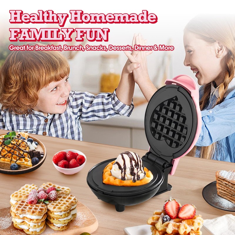 GVAKMM Mini Waffle Maker(Heart),Small Waffle Maker Keto,Mini Wafflera Iron for
