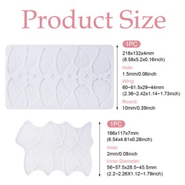 Craftdady 2Pcs Butterfly Wing Earring Resin Molds Fairy Wing Epoxy Casting Silicone Molds with Hole Insect Feather Pendants Molds Jewelry Casting for DIY Earring Pendant Keychain Ornaments Decoration