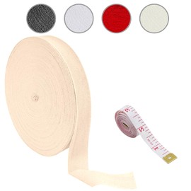 25mm 50m Cotton Tape Bias Binding Tape, Cotton Webbing Twill Webbing Tape for Sewing Dressmaking Alterations Craft (Beige)