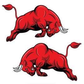 Car Stickers 6 inches Fashion car Stickers Fashion Personality Angry Bull car Stickers Left and Right 2PCS (Style 1)