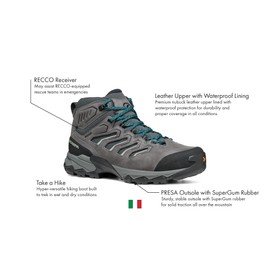 SCARPA Men's Moraine WP Mid Waterproof Breathable Boots for Backpacking & Hiking - Anthracite - 12-12.5 Women/11-11.5 Men