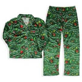 Dr. Seuss How GRINCH Stole Christmas Boys' Tossed Print Notch Collar Sleep Pajama Set (8)