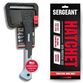 SERGEANT Camping Hatchet SGT-14 Inch, Camp Axe Survival Hatchet Tactical Outdoor Camping Axe w High Carbon Steel Blade, Lightweight Fiberglass Handle, and Compact Portable Design and Carrying Case.