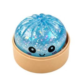 Glow in the Dark Dumpling Squishy Toy with Steamer Case, Soft Sensory Fidget Squeeze Toy, Slow Rising Bun Desk Toy, Collectible Gift for Kids and Adults