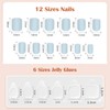 24Pcs Square Press on Nails Short French Tip Simple Nude