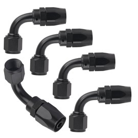 KOOTANS 5pcs 6AN Hose End Fitting 90 Degree Swivel Fuel Line Fittings Black Aluminum 6AN Fittings for CPE Braided Fuel Hose