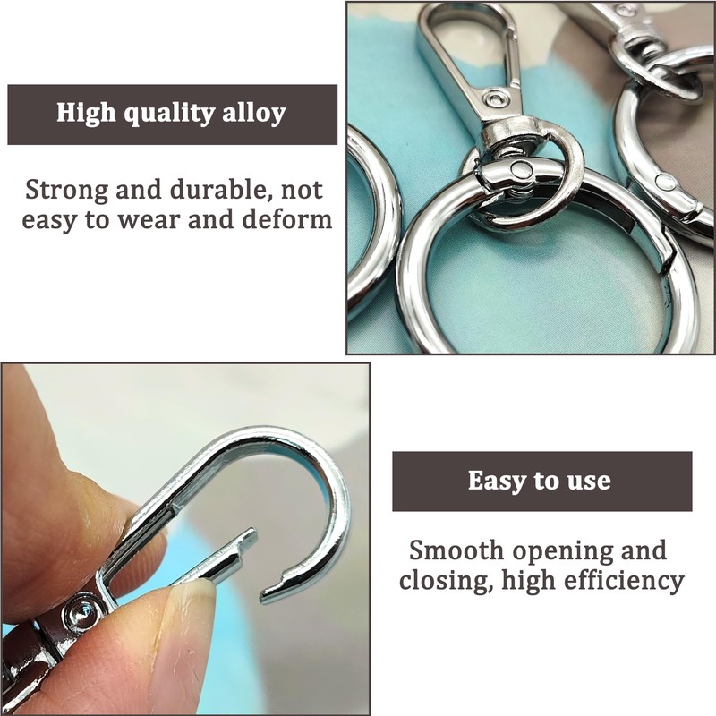 LIANCHEN 6 pieces rotating carabiner hooks with round spring buckle