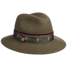 Lodenhut Manufaktur Women's Deertrim Felt Hat Women's Hat Traditional Hat Wool Felt Hat, olive
