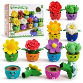 10 Sets Flower Garden Toddler Toys, Kids Gardening Building Toy, Color Shape Sorting & Stacking Game, Montessori Preschool Learning Activities for Toddlers 1 2 3 Year Old