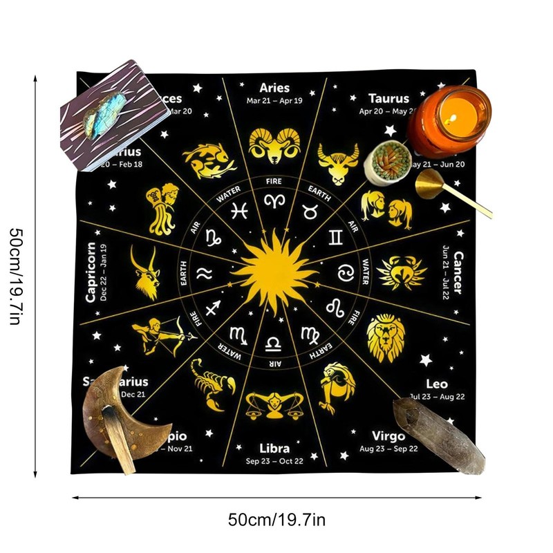 Tarot Table Cloth | 19.68x19.68in Square Velvet Tarot Tablecloth |
