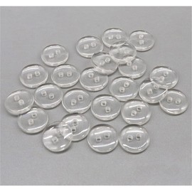 100 botones transparentes de resina, botones redondos, 2 agujeros, botones de costura (transparente, 10 mm)