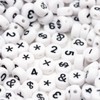 500 Pcs Acrylic Number Symbol Beads White Background Black Numbers