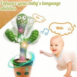 Talking Cactus Plush Toy for Toddlers Ages 3-4 – Interactive USB Rechargeable Dancing Cactus Musical Plush with LED Lights, Voice Mimicry, and 120 Songs – Soft Educational Gift, Best for All Occasions