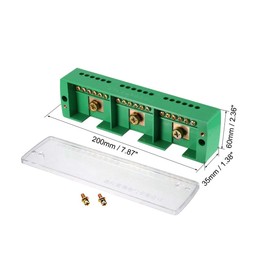uxcell 3 Inlet 18 Outlet Terminal Strip Blocks 660V 150A Single Phase Distribution Block for Metering Box