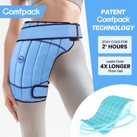 Comfpack Hip Ice Pack Wrap After Surgery with 2 Hours Long Lasting Cold, Flexible & Evenly Cooling Hip Ice Pack for Replacement Surgery, Sciatica, Bursitis