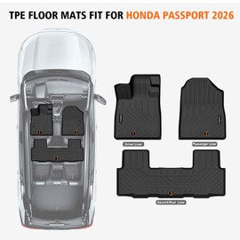 All New Floor Mats for honda passport RTL/TrailSport All Weather Protection TPE Rubber Floor Liners Waterproof Anti-Slip Odorless Car mats, 2026 honda passport Accessories Front & 2nd Row Liner, Black