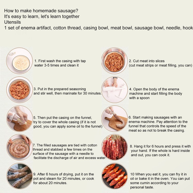 20Pcs Edible Drying Sausage Casing for Flavorous Homemade Sausages Ham