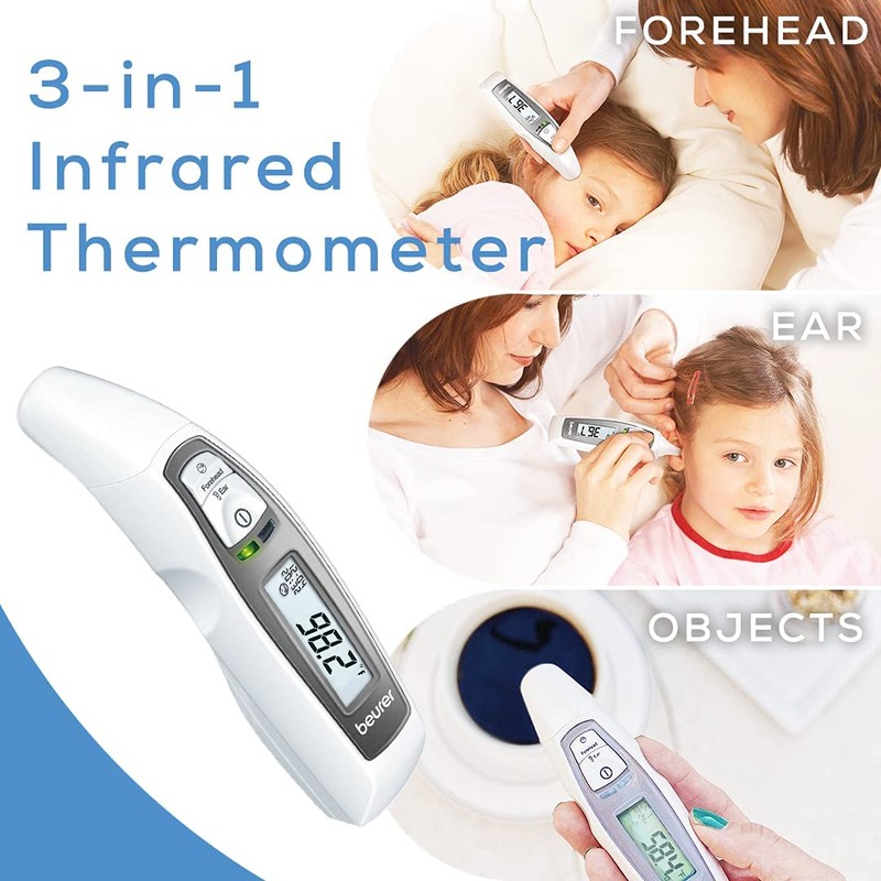 Beurer FT65 3-in-1 Digital Thermometer - Non-Contact Infrared Thermometer w/Memory