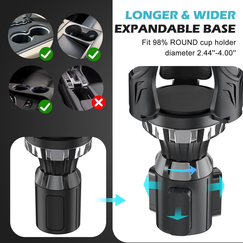 Cup Holder Expander Adapter - | Adjustable | Expandable Base