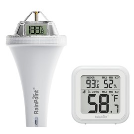 RAINPOINT Wireless Pool Thermometer - Accurate Swimming Pool and Pond Temperature Monitor with Indoor Display - Celsius/Fahrenheit Switch on Main Unit - Sensor Reads Celsius Only