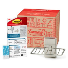 Command Soap Dish for Shower, Damage-Free Hanging, No Tools Soap Holder for Holiday Guests, 1 Satin Nickel Dish and 2 Water-Resistant Strips