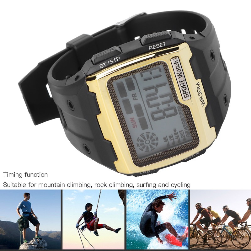 Digital Sports Watch Large Dial Night Light Waterproof Dual Time