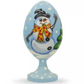 BESTPYSANKY Happy Snowman and Christmas Tree Wooden Figurine