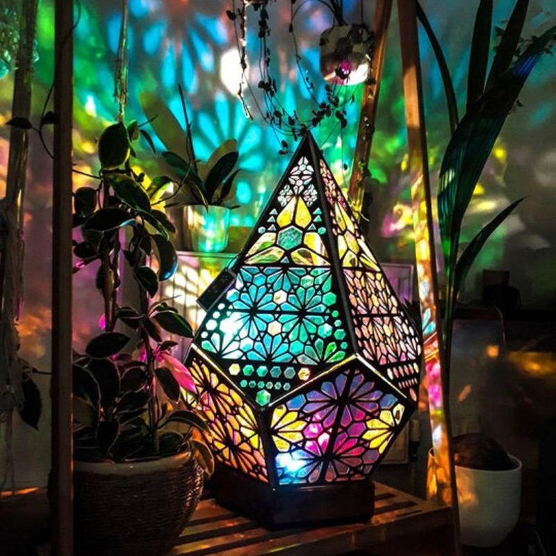 Bohemian LED Projection Light Bedside Night Lamp for Bedroom Hallway