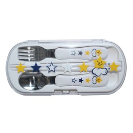 Lunch Trio Set (Chopsticks, Spoon, Fork with your name seal) sumairi-suta- Pattern Made in Japan