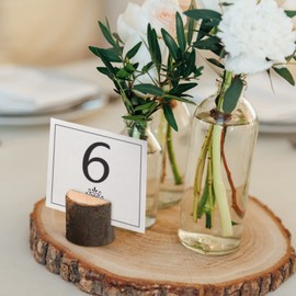 Greensen Wooden Table Name Holders 10 Pieces Wooden Wedding Table Number Stand Place Name Memo Card Holder Party Table Number Clip Holder 3.5 x 3.2 cm