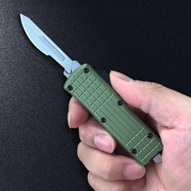 Automatic Utility Knife Push Button, EDC Pocket Boxcutters With Clip, Double Action Auto Retractable Scalpel, Small Safety Box Cutter, Replaceable Razor Blade Exact Knives for Craftsman