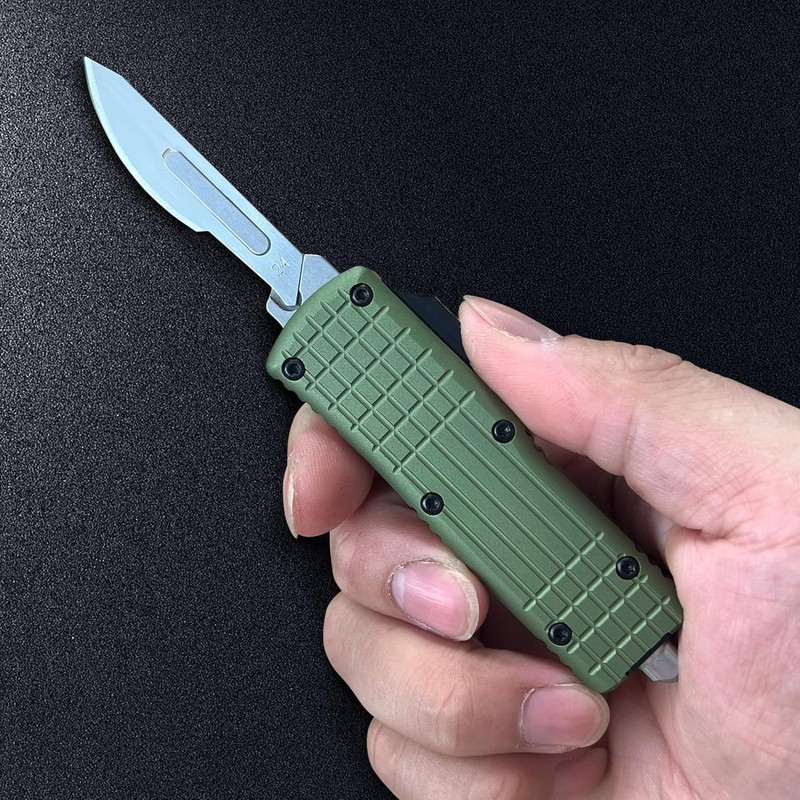 Automatic Utility Knife Push Button, EDC Pocket Boxcutters With Clip,