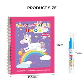 Barlone 2 Stück Wassermalbuch, Wasser Malbuch mit 2 Wasserstift, Wiederverwendbar Magic Water Book, Magic Water Colouring Book, Wasserstift Malbuch für Kinder